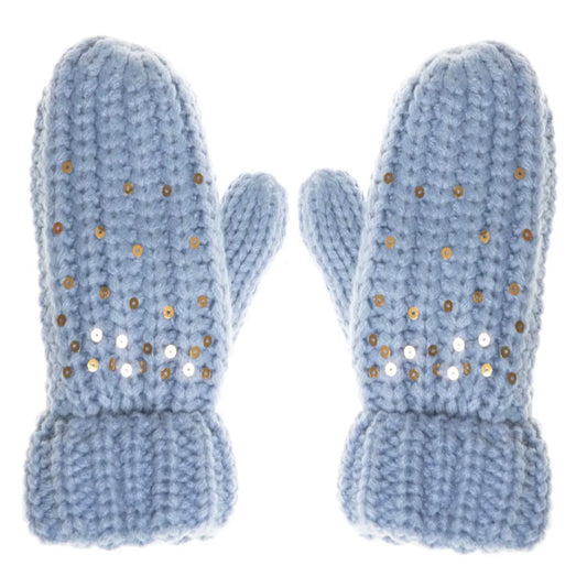 Shimmer Sequin Knitted Mittens