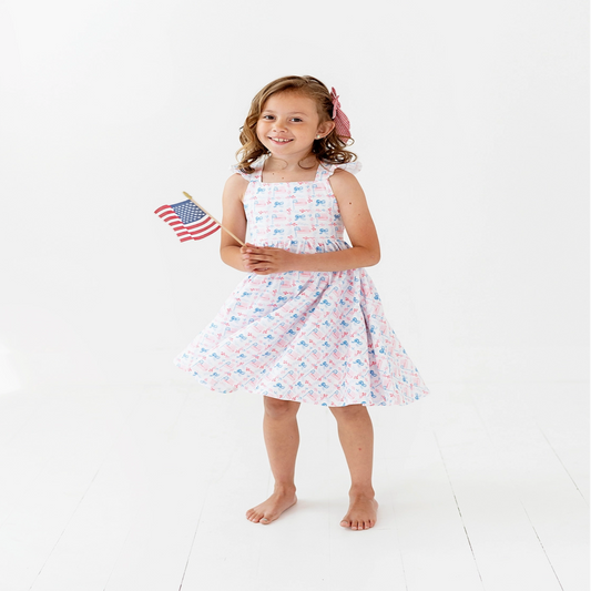 Rosita Dress in Patriotic Flags| Pocket Twirl Dress-PREORDER